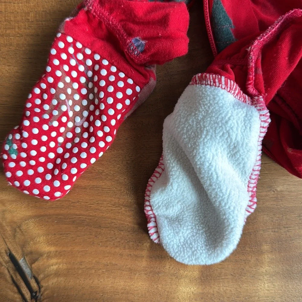 BAMBOO LITTLE / Red Reindeer Christmas PJ footie / Baby PJs Onesie 9-12m